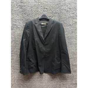 Luciano Barbera Single-Breast Two-Button Cotton Blazer Jacket Black Womens 46